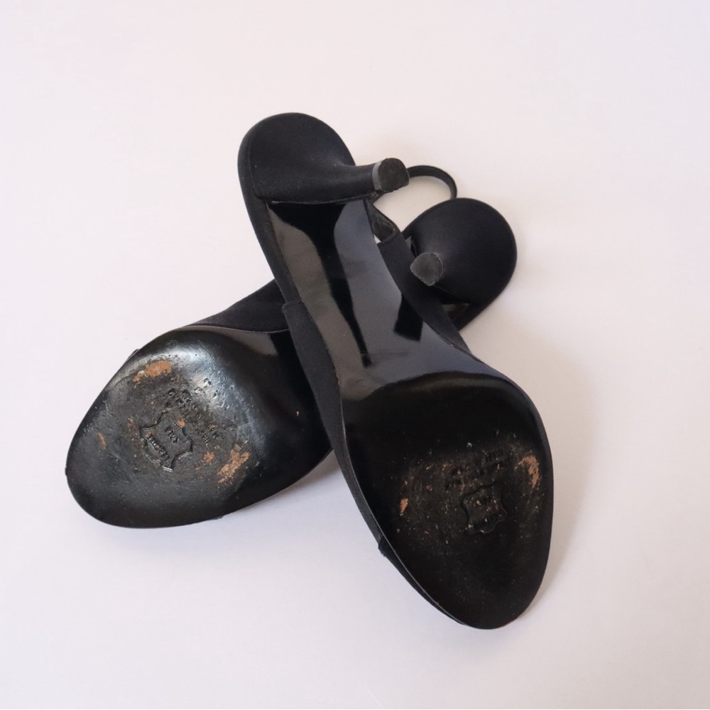Stuart Weitzman Black Peep-Toe Slingbacks - Picture 6 of 8